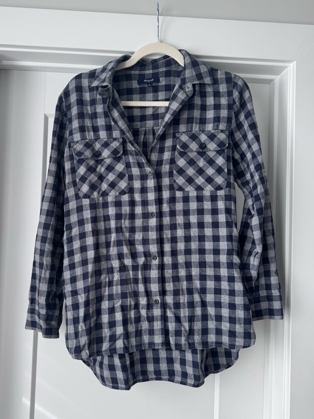 Madewell Black and Gray Plaid Flannel Shirt